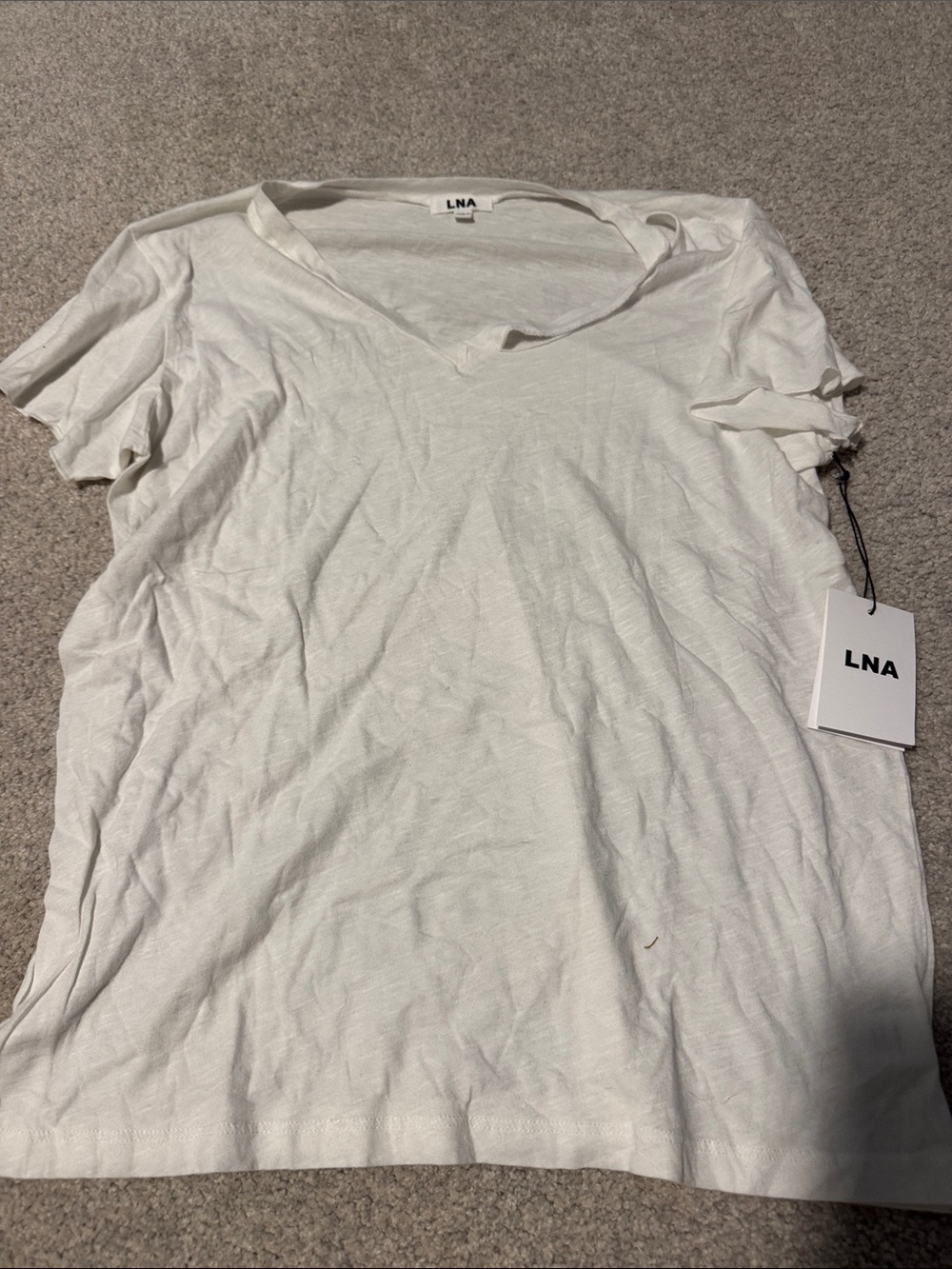 LNA White V-Neck Short Sleeve Tee